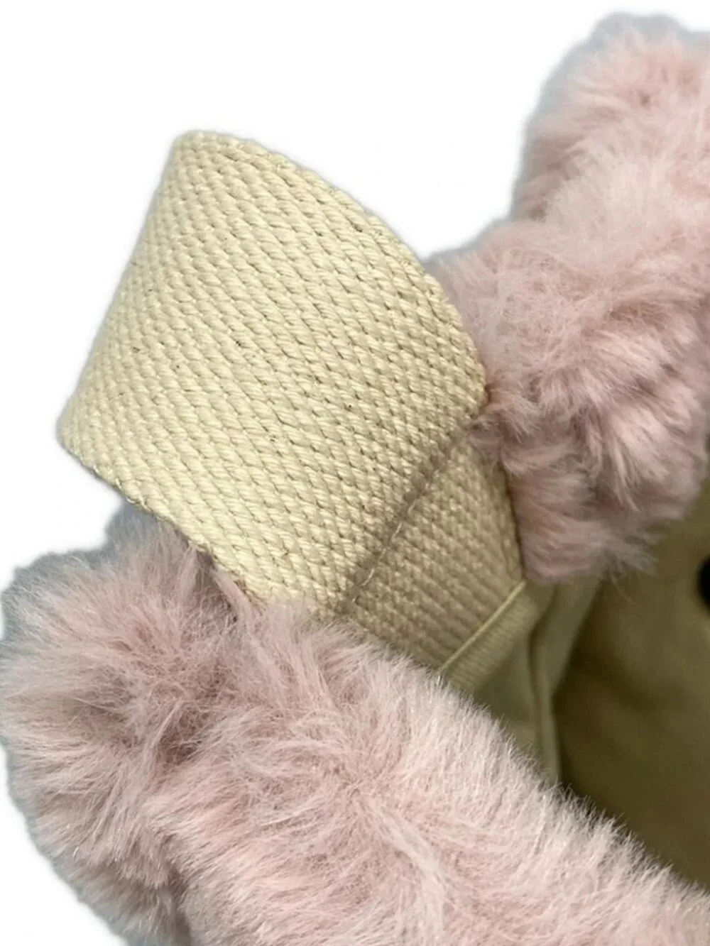 MARNI SHMP0077U6 Pink Cream Fake Fur Canvas Tote Bag